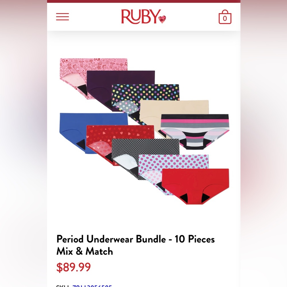 RubyLove period underwear size L brand new still in box. Cannot return
